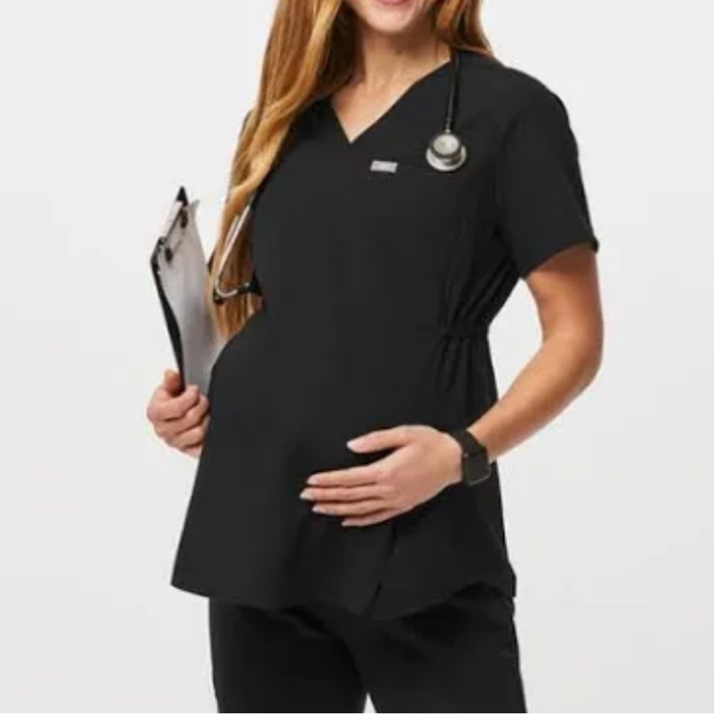 Figs Octavia XS Women's Black Maternity Scrub Top